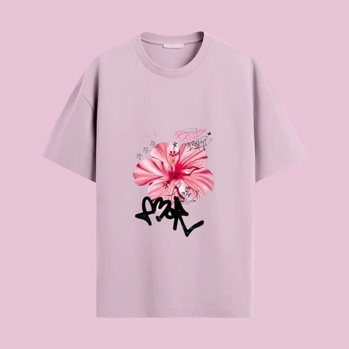 Cute Blossom Graffiti Oversized T-Shirt - Urban Thesis