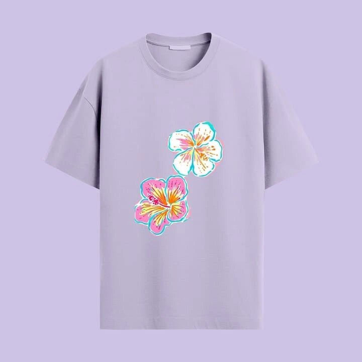 Cute Neon Hibiscus Oversized T-Shirt - Urban Thesis