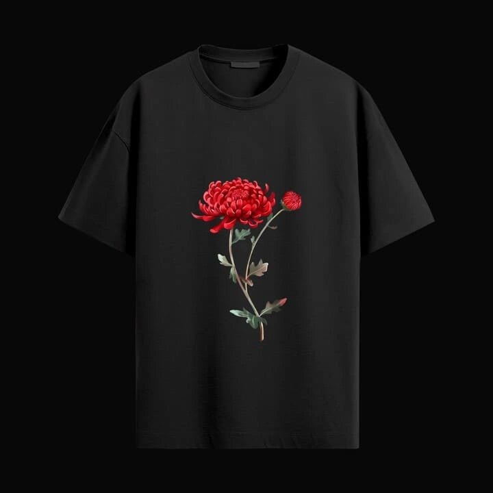 Cute Crimson Blossom Oversized T-Shirt - Urban Thesis