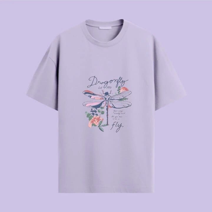 Cute Lavender Dragonfly Oversized T-Shirt - Urban Thesis