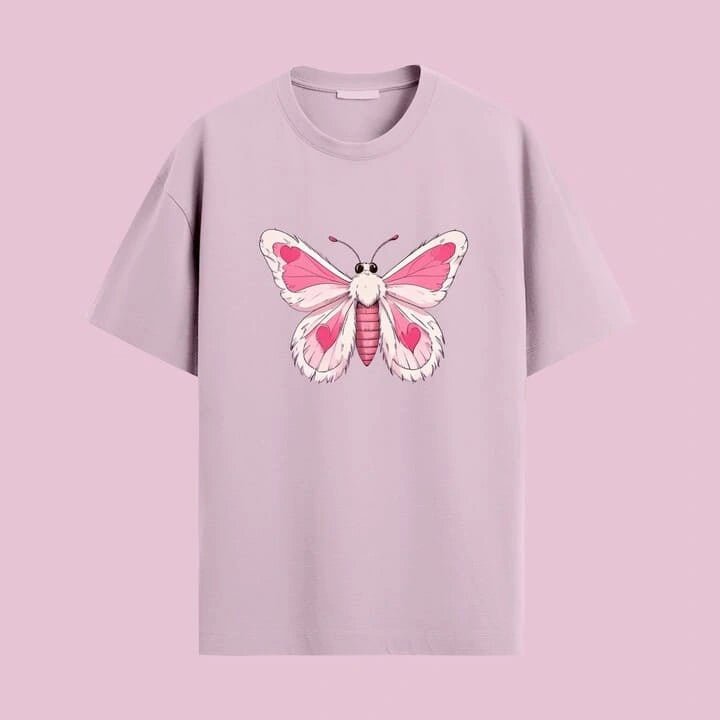 Cute Pink Butterfly Oversized T-Shirt - Urban Thesis