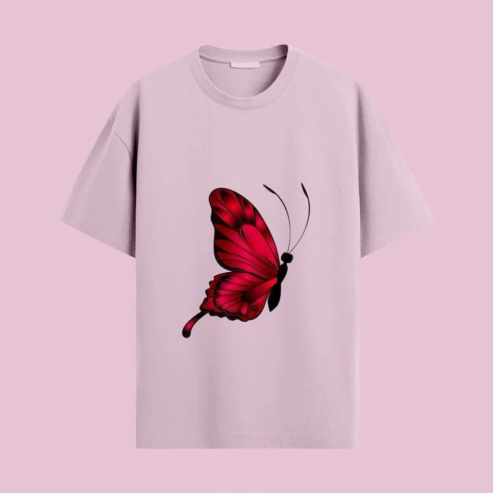 Cute Red Butterfly Oversized T-Shirt - Urban Thesis