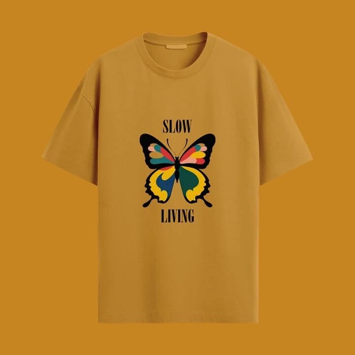 Cute Slow Living Butterfly Oversized T-Shirt - Urban Thesis